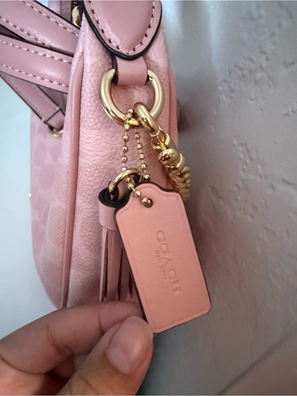Coach Powder Pink Carmen Signature Leather Crossbody Bag - Picture 2 of 5